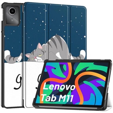 ALOGY Book Cover futrola za Lenovo Tab K11 / K11E / M11 10.95" TB330FU / TB330XU / TB331FC, Sleeping Cat + staklo + olovka